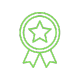  Bright green star symbol against black.