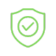 A vibrant green check mark on a dark black background.