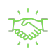 A green handshaking icon symbolizing unity and agreement, set against a sleek black background.